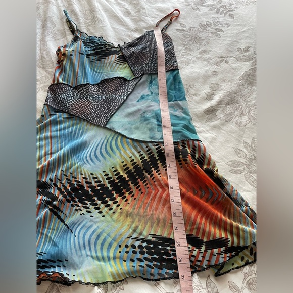 Forever21 Y2K Mesh Patchwork Mini Slip Dress Small Retro Skater Boho Fairycore - Picture 5 of 7